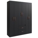 Ver imagem 1 de Guarda Roupa Solteiro 6 Portas 2 Gavetas Sidney Doripel Preto
