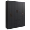 Guarda Roupa Solteiro 6 Portas 2 Gavetas Sidney Doripel Preto - 1