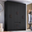 Ver imagem 2 de Guarda Roupa Solteiro 6 Portas 2 Gavetas Sidney Doripel Preto