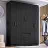 Guarda Roupa Solteiro 6 Portas 2 Gavetas Sidney Doripel Preto - 2