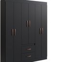 Ver imagem 6 de Guarda Roupa Solteiro 6 Portas 2 Gavetas Sidney Doripel Preto