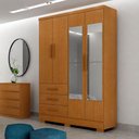 Ver imagem 4 de Guarda Roupa Casal Berlim 4 Portas 3 Gavetas com Espelho e Pés Cinamomo - Novo Horizonte