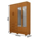 Ver imagem 2 de Guarda Roupa Casal Berlim 4 Portas 3 Gavetas com Espelho e Pés Cinamomo - Novo Horizonte
