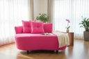 Ver imagem 2 de Namoradeira Sofá Feijão Suria 150cm Orgânica Couro Rosa Pink