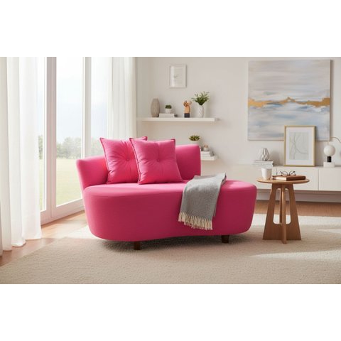 Namoradeira Sofá Feijão Suria 150cm Orgânica Couro Rosa Pink