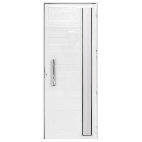 Porta de Giro Alumínio Branco Lambril c/Visor Lateral Px 40cm Maxx - 210x60 - Direita