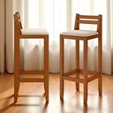 Ver imagem 3 de Kit 2 Banqueta Madeira Linho Areia para Bistro ou Ilha 0,98cm