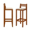 Ver imagem 2 de Kit 2 Banqueta Madeira Linho Areia para Bistro ou Ilha 0,98cm