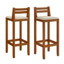 Ver imagem 5 de Kit 2 Banqueta Madeira Linho Areia para Bistro ou Ilha 0,98cm