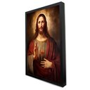 Ver imagem 5 de Quadro Decorativo Jesus Cristo em Moldura Caixa Tacolado Moldura Trad 1cm Madeira Escura sem Vidro 4