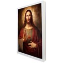 Ver imagem 2 de Quadro Decorativo Jesus Cristo em Moldura Caixa Tacolado Moldura Trad 1cm Madeira Escura sem Vidro 4