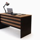 Ver imagem 2 de Escrivaninha Mesa de Escritório 100cm Start Marrom/Nogal/Preto