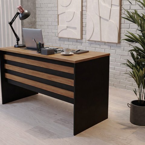 Escrivaninha Mesa de Escritório 100cm Start Marrom/Nogal/Preto