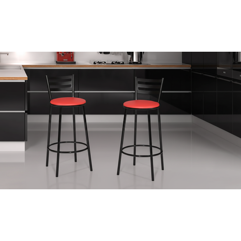 Kit Banqueta com Encosto Altura de 70cm e Assento de 35cm:vermelho/preto