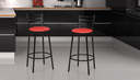 Ver imagem 1 de Kit Banqueta com Encosto Altura de 70cm e Assento de 35cm:vermelho/preto