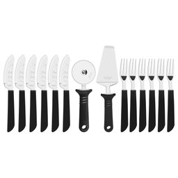 Kit para Pizza Tramontina com Lâminas em Aço Inox e Cabos de Polipropileno Preto 14 Peças - 1