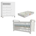 Ver imagem 2 de Berço Americano Lara com Colchão Gazin e Cômoda Infantil Ternura Baby Branco Brilho - Incorplac