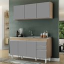 Ver imagem 2 de Armário Líbia e Balcão com Pia Inox 150cm Tunísia L03 Castanho/Cinza - Mpozenato