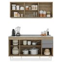 Ver imagem 3 de Armário Líbia e Balcão com Pia Inox 150cm Tunísia L03 Castanho/Cinza - Mpozenato