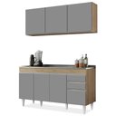 Ver imagem 1 de Armário Líbia e Balcão com Pia Inox 150cm Tunísia L03 Castanho/Cinza - Mpozenato