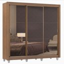 Ver imagem 3 de Guarda Roupa Casal Madesa Lyon Plus 3 Portas de Correr de Espelho 4 Gavetas com Pés - Rustic