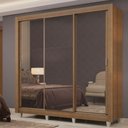 Ver imagem 1 de Guarda Roupa Casal Madesa Lyon Plus 3 Portas de Correr de Espelho 4 Gavetas com Pés - Rustic