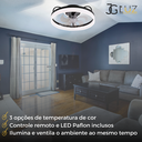 Ver imagem 7 de Ventilador de Teto Controle Remoto Bluetooth Led 3 Cores - Preto