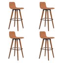 Ver imagem 2 de Kit 4 Banquetas Altas Luxo Linea Aço Preto Linho Terracota Base Carvalho