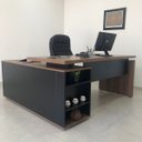 Ver imagem 5 de Mesa para Escritório Diretor com Porta de Correr e Nichos Nogal/preto