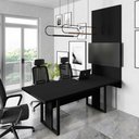 Ver imagem 1 de Mesa de Reunião Design Industrial 2,00 m com Caixa de Tomadas e Painel para TV F5 Office Cor:Preto