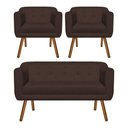 Ver imagem 1 de Kit Sofá Namoradeira 2 Lugares e 02 Poltronas Julia Marrom