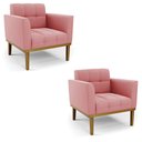 Ver imagem 1 de Kit 2 Poltronas Decorativas Karen Pés Fixo em Madeira Castanho Suede Rose G19 - Gran Belo