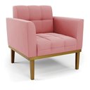 Ver imagem 6 de Kit 2 Poltronas Decorativas Karen Pés Fixo em Madeira Castanho Suede Rose G19 - Gran Belo