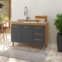 Ver imagem 3 de Balcão de Cozinha Aurora 2 Portas 3 Gavetas MDP 118cm Cinza