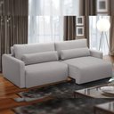 Ver imagem 1 de Sofá Retrátil Reclinável para Sala de Estar Living 210cm Sevilha F04 Veludo Cinza
