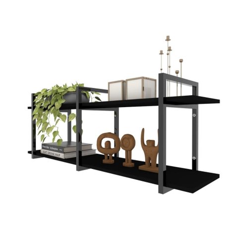 Rack Prateleira Industrial Estante Tv Sala Suspeso Retro Moderno Simples Pequeno 55 Preto