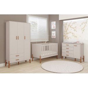 Jogo Quarto Infantil Completo Iris 100% Mdf- com Roupeiro e Cômoda Sistema Antitombamento - Moveis e