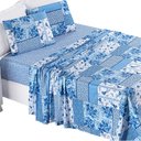 Ver imagem 3 de Jogo Lençol Casal 4 peças Estampado Bouti:Azul Sereno