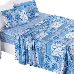 Jogo Lençol Casal 4 peças Estampado Bouti:Azul Sereno - 3