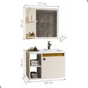 Ver imagem 2 de Gabinete com Espelheira para Banheiro Verline 1 Porta 2 Prateleiras MDP 60cm Pérola Nature