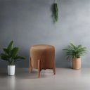 Ver imagem 5 de Puff Estofado Decorativo Redondo Eloá Corino Caramelo