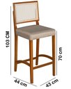 Ver mais imagens de Kit 4 Banquetas Alta Roma Rattan Luxo Balcão Sacada Pés em Madeira Maciça Premium Banco Cor Bege