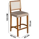 Ver mais imagens de Kit 4 Banquetas Alta Roma Rattan Luxo Balcão Sacada Pés em Madeira Maciça Premium Banco Cor Bege