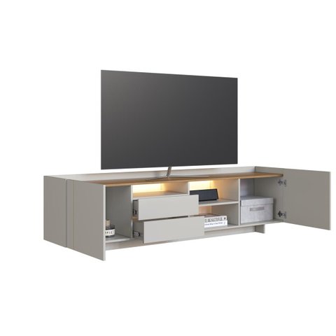 Rack TV até 65 Polegadas 200cm 2 Gavetas Iluminação em LED Monaco Mel/Arenas RA2000