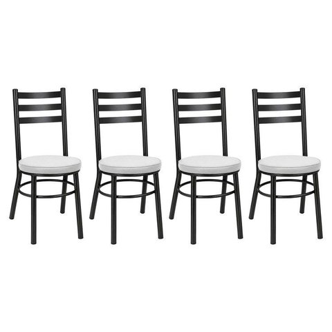 Conjunto 4 Cadeiras para Sala de Jantar Debrum Pintada Preto/Branco