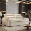 Ver imagem 1 de Sofá sem Caixa Orgânico Charlie 3 Lugares em Linho Turco Retrátil e Reclinável Vira Cama 2,10 Bege