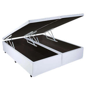 Base Box Baú Casal Bipartido Belos Sonhos Sintético Branco 49x138x188