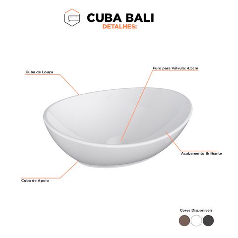 Cuba para Banheiro em Louça Bali Branca - Cozimax
