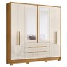 Guarda Roupa Casal San Francisco 6 Portas e 6 Gavetas Freijó/off White com Espelho - Moval - 1