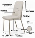 Ver imagem 5 de Kit 4 Cadeiras de Jantar Linho Areia com Courino Caramelo